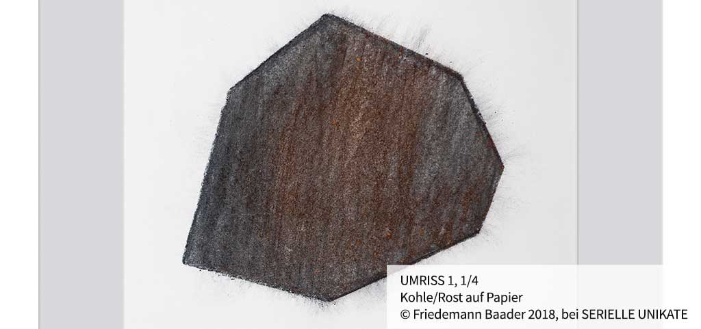 UMRISS 1, 1/4 - Kohle/Rost auf Papier - Friedemann Baader